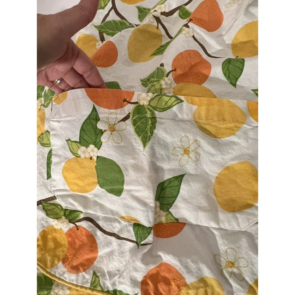 DII Vtg Style Adjustable Apron W/ Ruffles & Pockets-Lemon Lime &‎ Orange Design